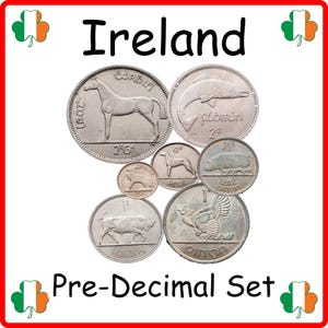 Ierse pre-decimale muntenset – 7 originele Ierse munten – Ierse munteenheid om te verzamelen