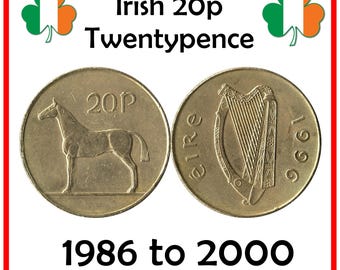 Irlandzka moneta 20 pensów – motyw konia (1986–2000) – zabytkowa moneta dziesiętna Irlandii