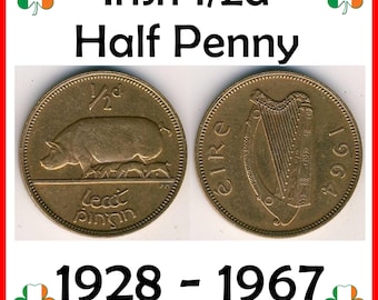Irlandzka moneta półpensowa – wzór Sow (1928–1967) – zabytkowa moneta irlandzka sprzed wprowadzenia systemu dziesiętnego