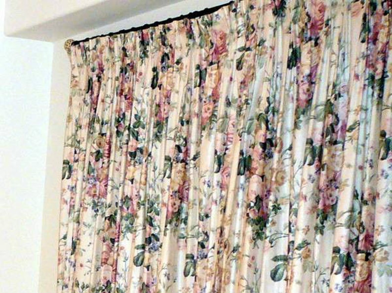 Rose Chintz Drapes 2 Panels 108 Wide X 93 Length 54 Etsy