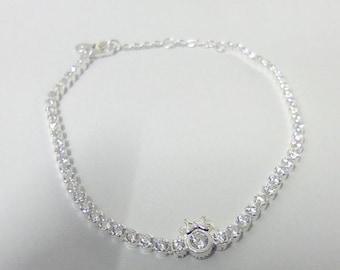 Pulsera de tenis Pandora Minnie Mouse, plata de ley 925, bolsa de regalo