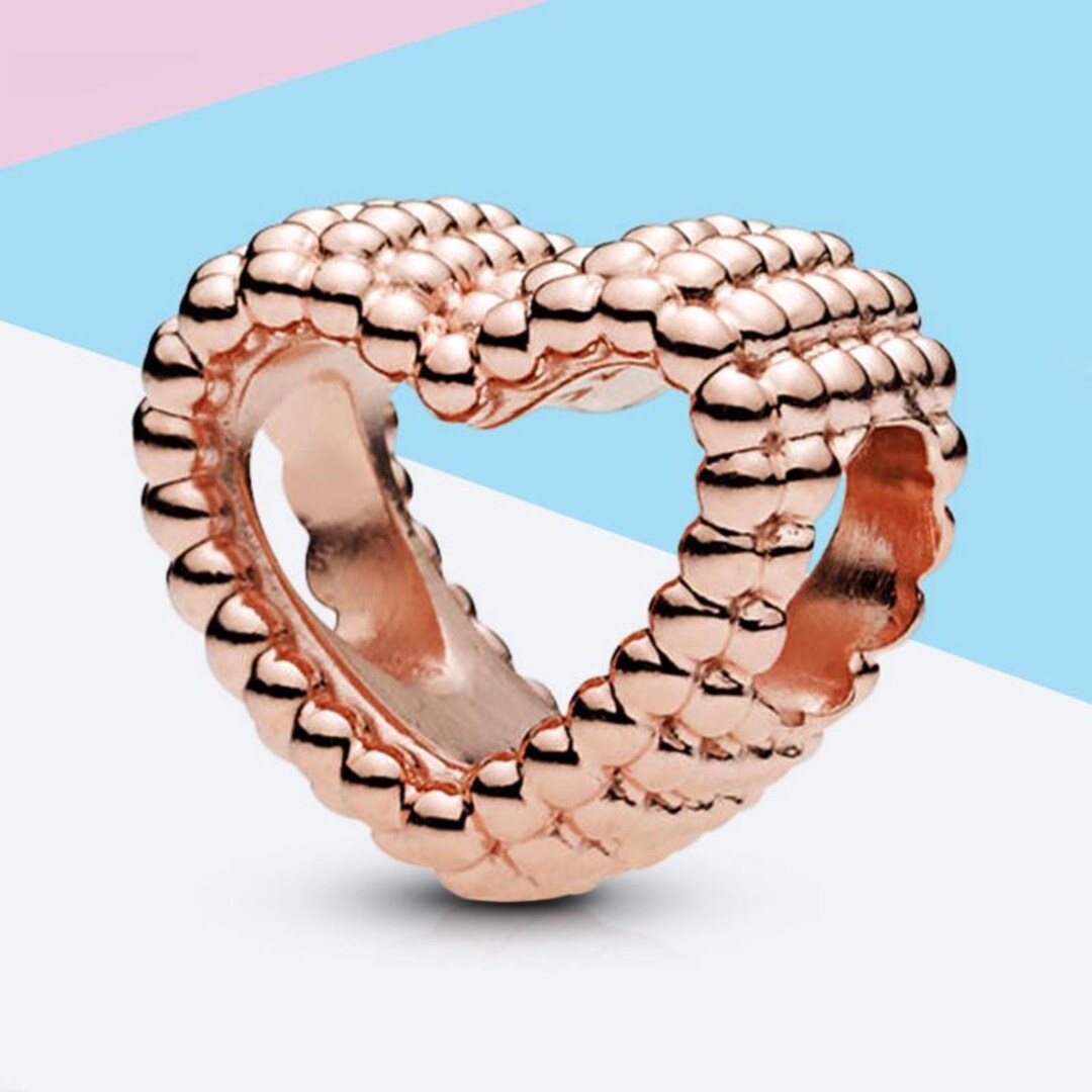 Pandora Rose Gold Beaded Open Heart Charm Ale 925 - Etsy