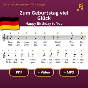 Happy Birthday to You (Zum Geburtstag viel Glück) – Easy Piano Sheet Music with Letters in C Major | PDF