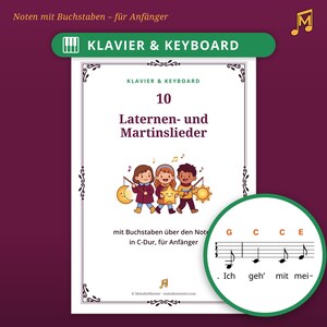 10 Canzoni tedesche delle lanterne – Spartiti per pianoforte con lettere sopra le note, per Saint Martin | Pianoforte e tastiera | Download PDF