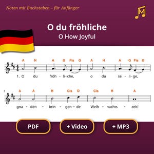 O du fröhliche – Partition de piano pour débutants avec lettres au-dessus des notes | Piano et clavier | Téléchargement PDF