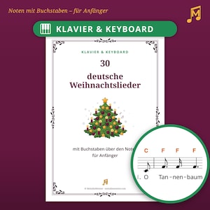 30 deutsche Weihnachtslieder – das große Klavier-Liederbuch mit Buchstaben über den Noten | Klavier & Keyboard | PDF Download