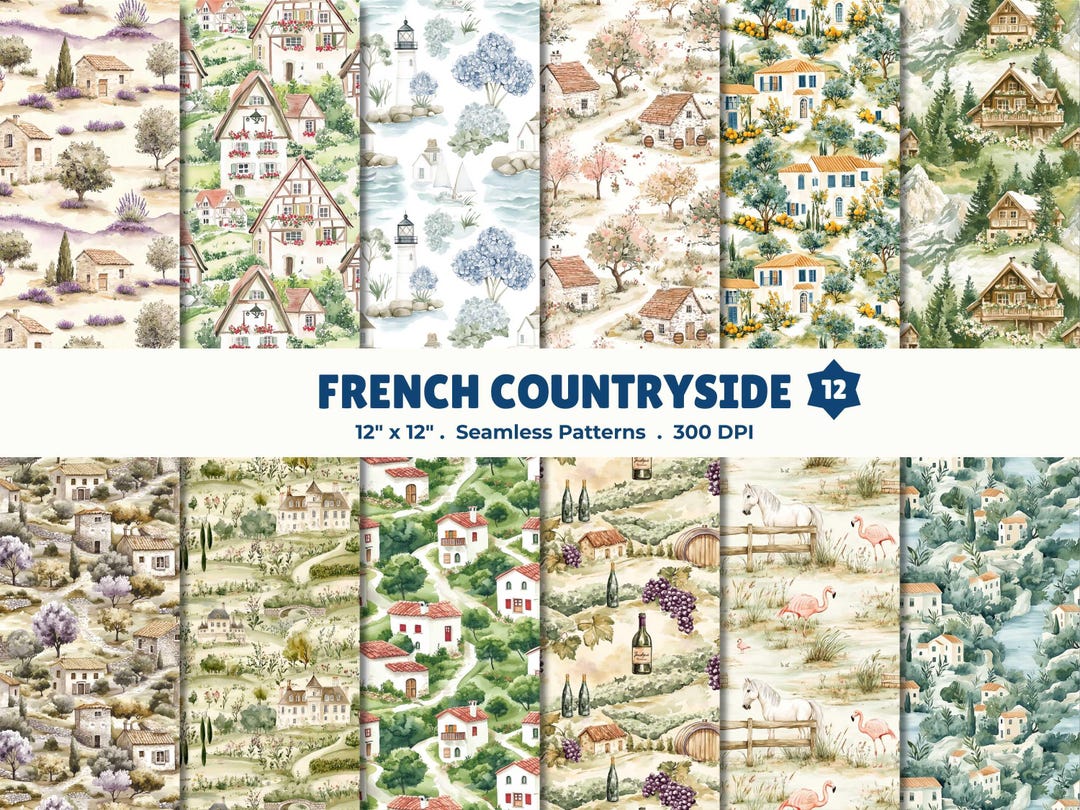 French Patterns French Countryside Seamless Pattern Pack for Fabric and Textile Surface ...