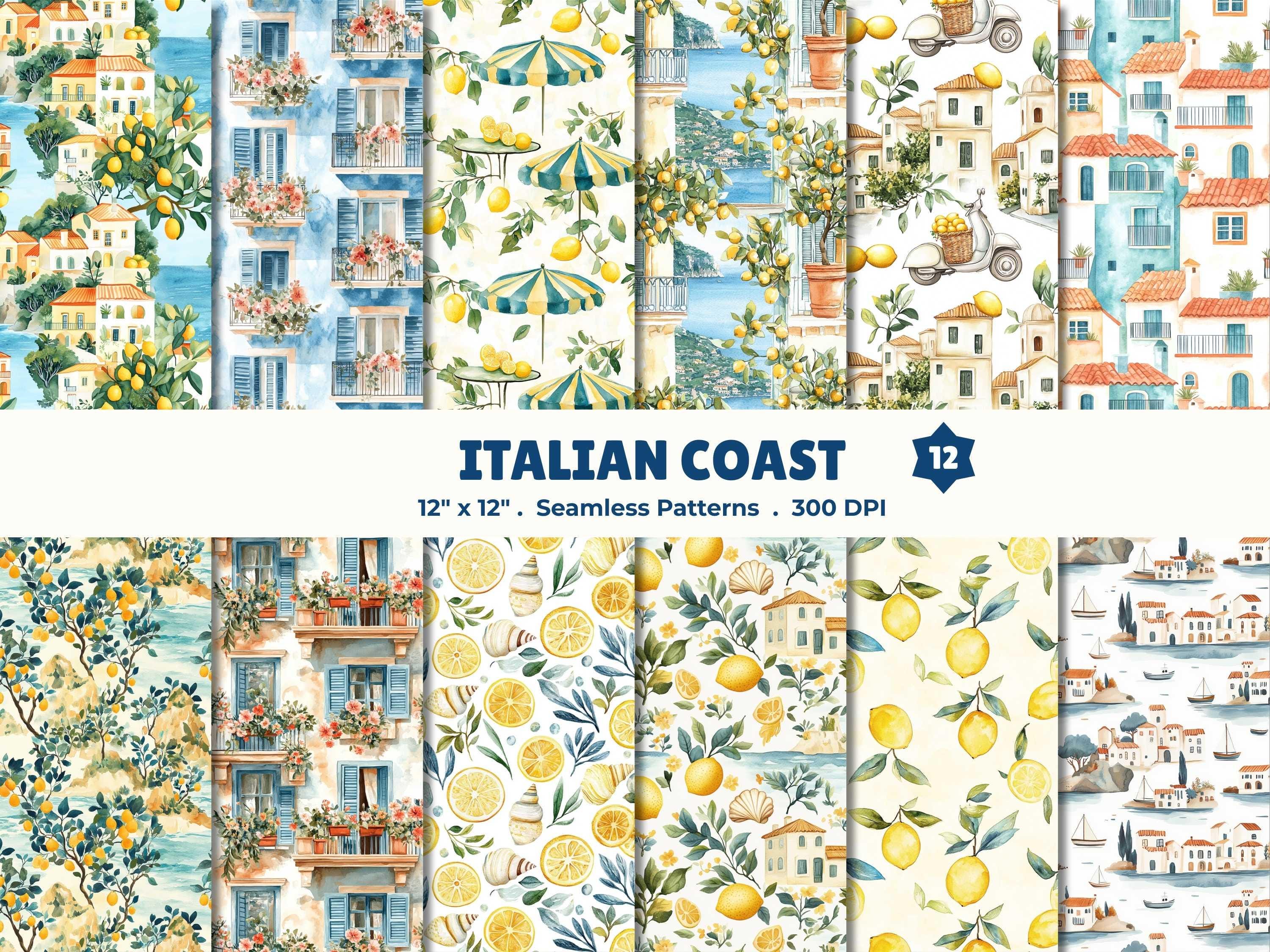 Amalfi Coast Seamless Pattern Pack for Mediterranean Wallpaper and ...