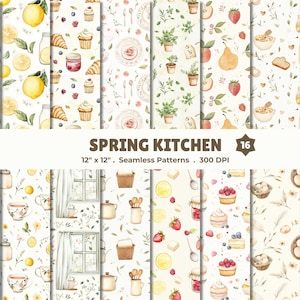 Patrones de cocina en acuarela: limones, panadería y té (16 archivos JPG)