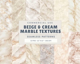 Neutral Marble Digital Paper for Scrapbooking & Branding  12 Beige Cream Textures