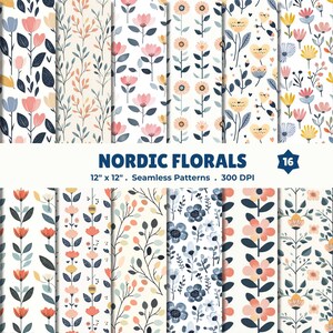 Nordic Floral Seamless Pattern Pack for POD & Surface Design