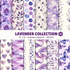 Pakiet wzorów bezszwowo-lawendowych — projekty tkanin i wydruków na zamówienie dla projektantów powierzchni
