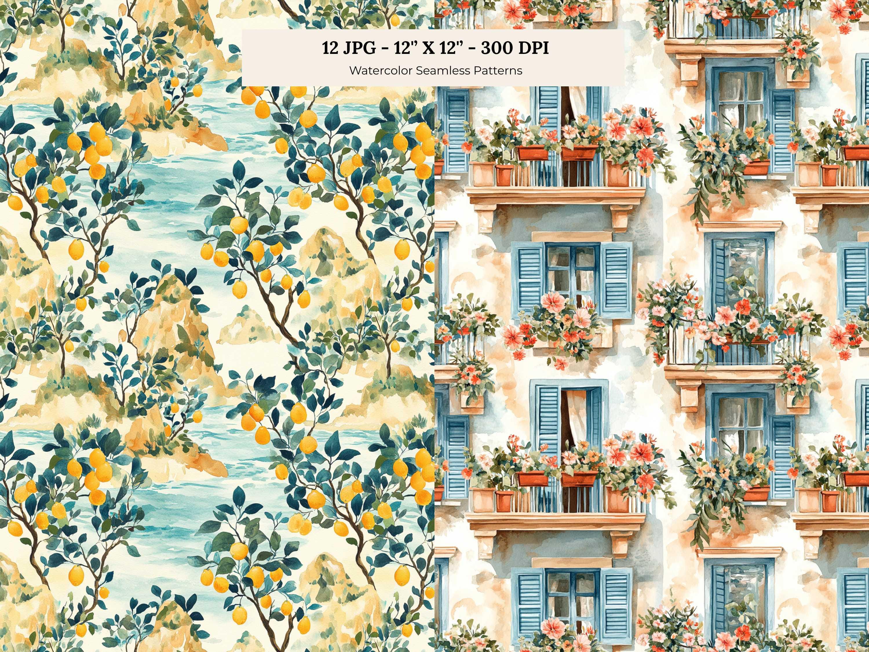 Amalfi Coast Seamless Pattern Pack for Mediterranean Wallpaper and ...