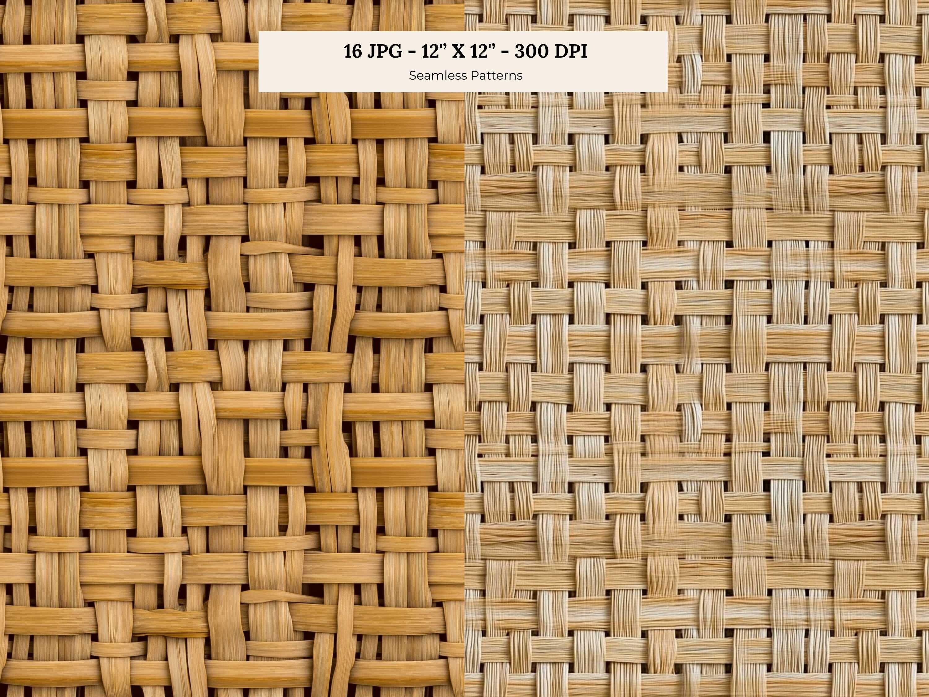 Wicker Rattan Pattern Natural Wicker Rattan Seamless Pattern Pack for Surface Design and POD ...