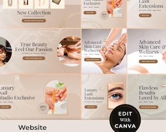 11 modèles de bannières de site Web Canva | Lot de bannières Web pour salon de beauté DIY