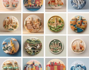 50 icônes de voyage 3D – Lot d'icônes emblématiques de l'Europe