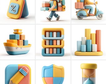129 icônes de commerce électronique en argile 3D | Pack PNG pour le Web, les applications et les tableaux de bord | Mise à jour gratuite