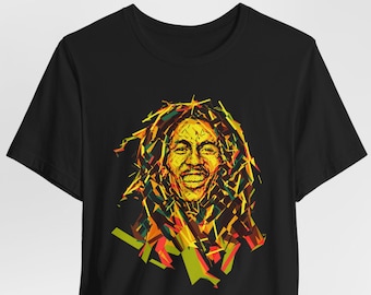 Bob Marley Rasta Graphic Tee, Reggae Music Fan Apparel, Jamaica Legend Portrait Shirt