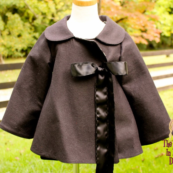 The Princess and the Pea Coat- Girls Wool Holiday Swing Coat..............The Princess in Pigtails Designs