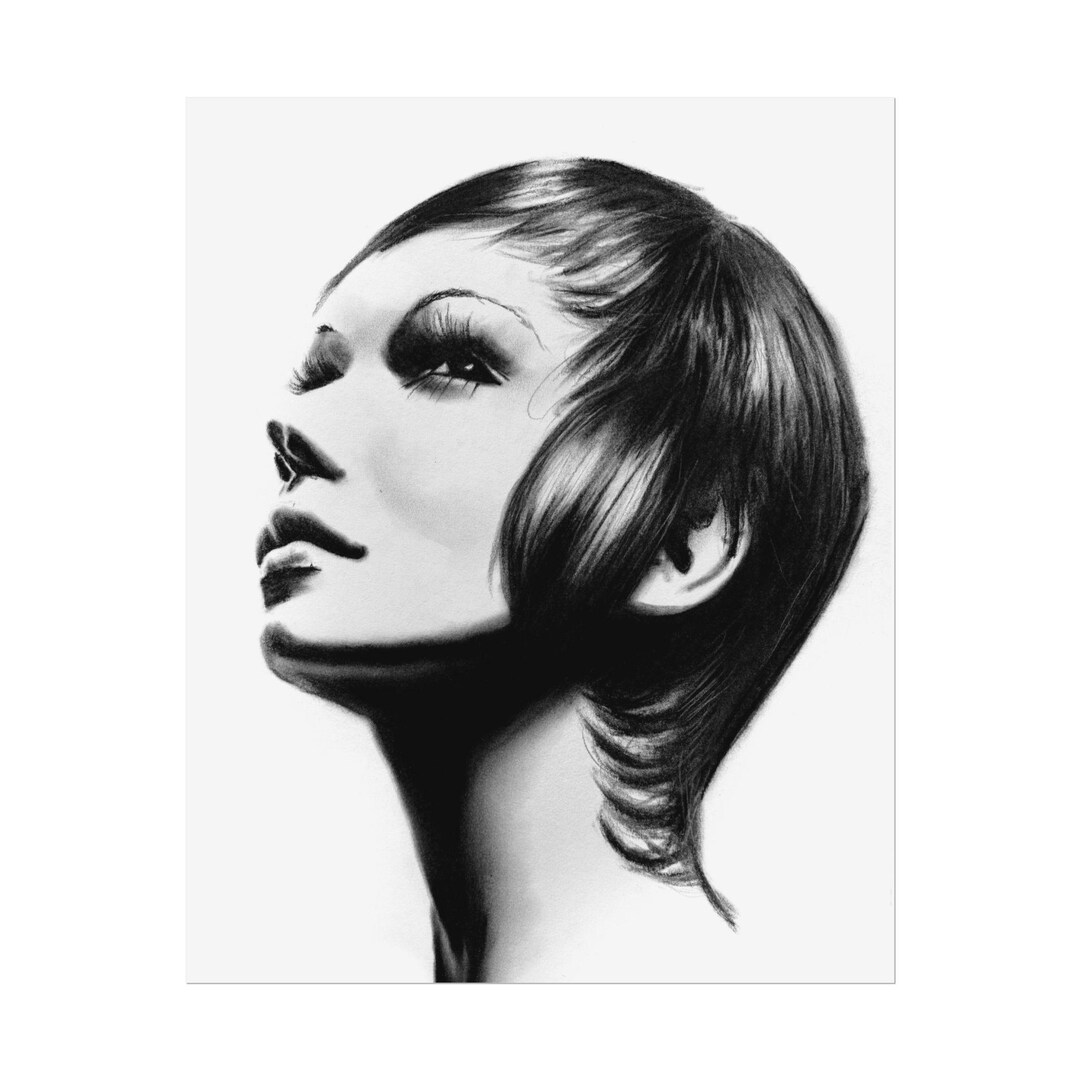 Black and White Woman Portrait Art Print: Stylish Interiors Decor - Etsy