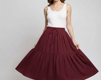 Pure cotton tiered Casual Skirts