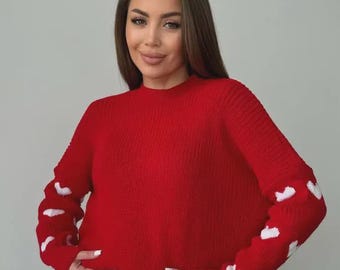 Jersey de punto extragrande para mujer, cuello redondo, jersey suave y elástico, estilo casual, ideal para otoño y primavera.