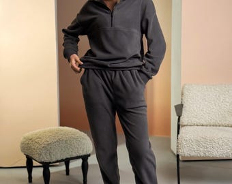 Chándal de felpa para mujer, conjunto de chándal cálido, pantalones deportivos y sudadera con capucha para invierno.