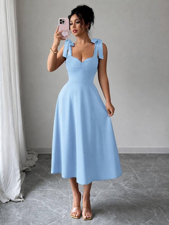 push up bodycon dress Women's Midi Dress, Party Outfit, Summer Evening Gown, Fitted Cocktail while the sheer mesh wintersale_1213 Vero Moda sheer organza Color:LIGHT BLUE THIN STRIPES