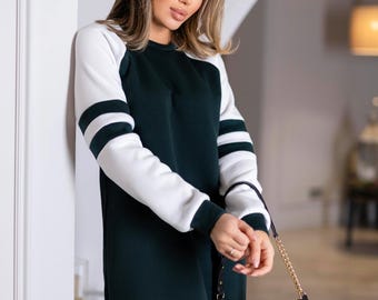 Oversized fleece-hoodiejurk: gezellige sportstijl met contrasterende manchetten
