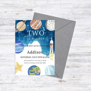 Two the Moon 2nd Birthday Digital Invitation Edit and Print at Home