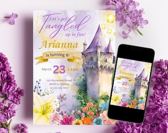 EDITABLE Rapunzel Digital Invitation Edit and Print at Home