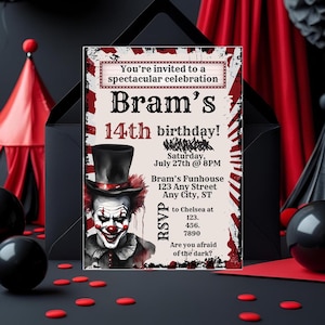 Creepy Clown Digital Invitation Edit and Print at Home