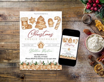 Christmas Cookie Exchange Digital Invitation Edit and Print at Home