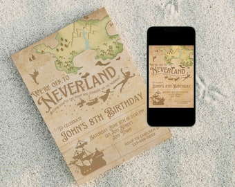 Peter Pan Neverland Digital Invitation Edit and Print at Home