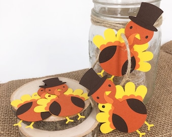 Reginald the Top Hatted Turkey Hang Tags In Your Choice of Color Qty 6 By Your Little Cupcake