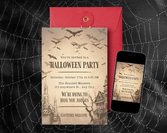 Halloween Horror Party Digital Invitation Edit and Print at Home