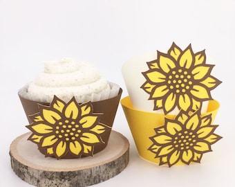 Sunflower Cupcake Wrappers Set of 12  By Your Little Cupcake