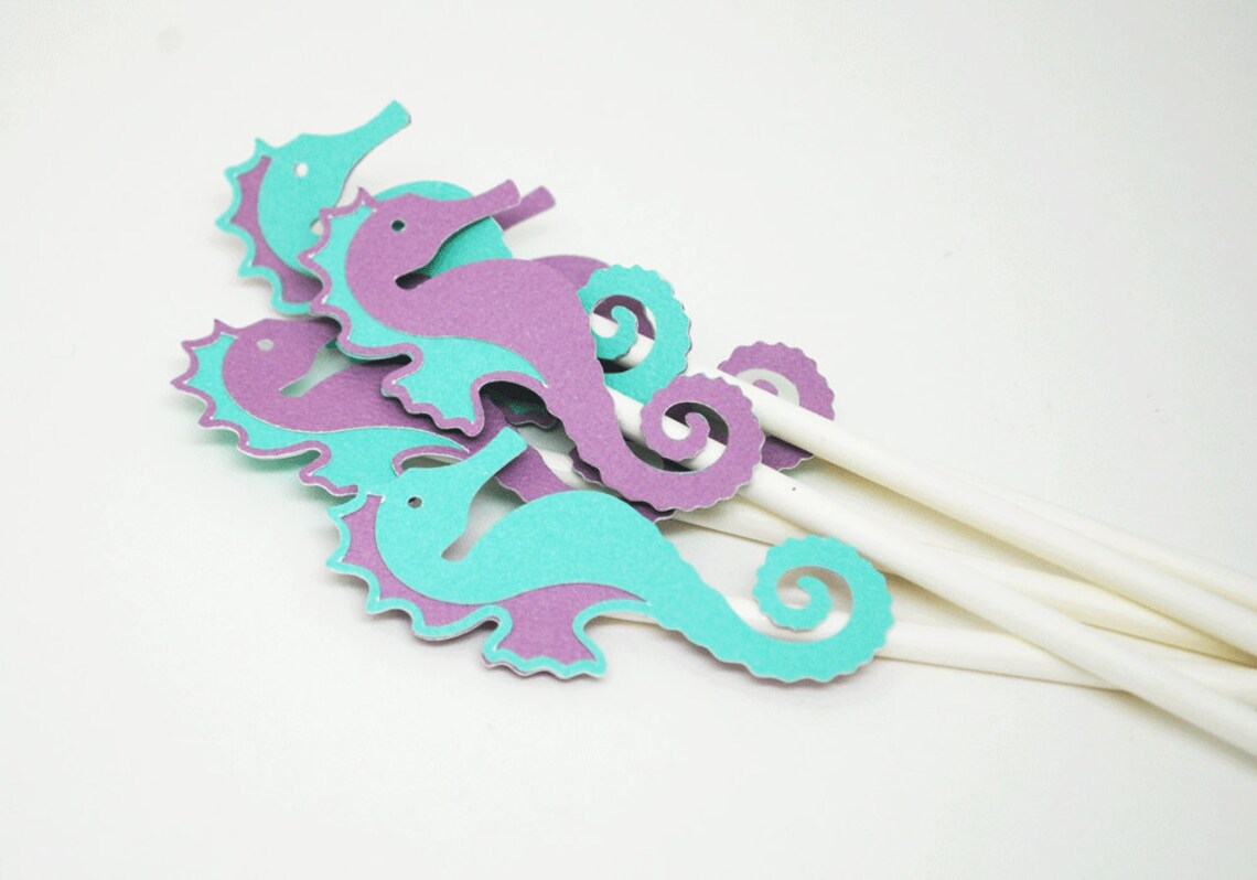 Seahorse Cupcake Toppers in Your Choice of Color Qty 12 - Etsy