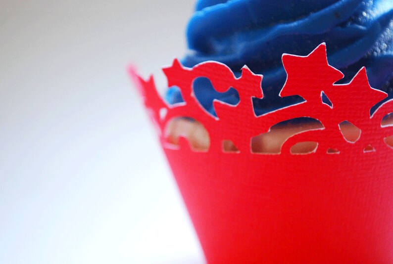 Stars Swirls Cupcake Wrappers In Your Choice of Color Qty 12 image 0