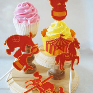 Vintage Circus Cupcake Toppers Set of 12 By Your Little Cupcake image 1