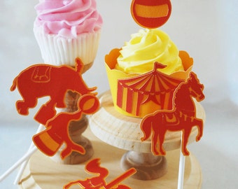 Vintage Circus Cupcake Toppers Set of 12  By Your Little Cupcake