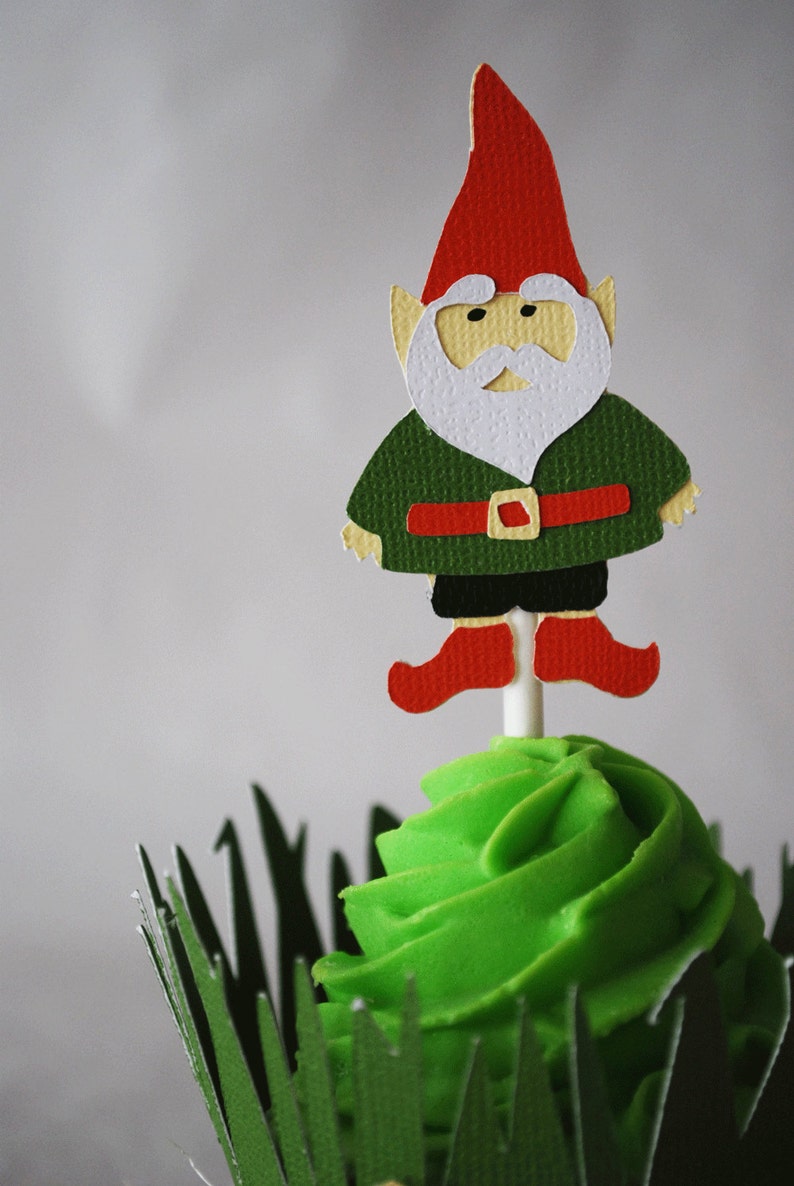 Gnome Cupcake Toppers In Your Choice of Color Qty 12 By Your Little Cupcake image 4