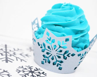 Snowflake Cupcake Wrappers Single or Double Layered In Your Choice of Color