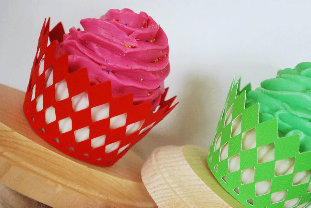 Diamond Checker Board Cupcake Wrappers in Your Choice of Color Etsy