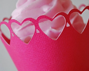 Valentine's Day Heart Cupcake Wrappers In your choice of color Qty 12 By Your Little Cupcake