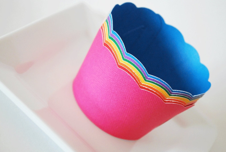 Rainbow Cupcake Wrappers In Your Choice of Color Qty 12 By image 7