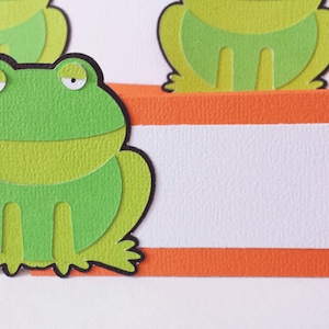 Frog Prince Food Tags Conjunto de soporte de posición de 12 por tu pequeño cupcake