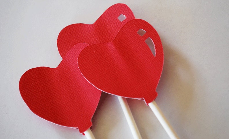 Burning Red Heart Cupcake Toppers Set of 12 By Your Little image 2