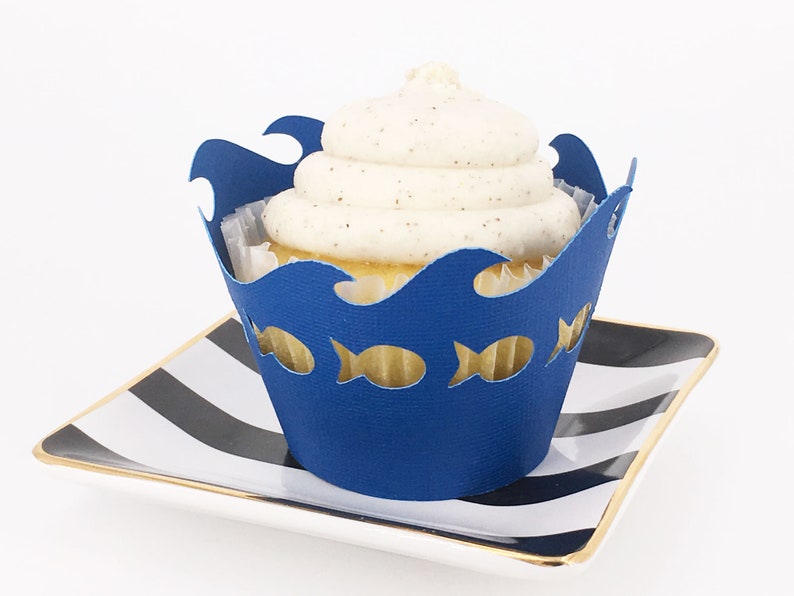 Fish and Ocean Wave Cupcake Wrappers in Your Choice of Color Etsy