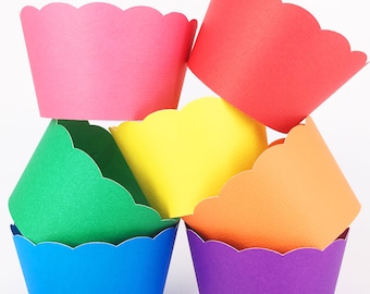 Rainbow Cupcake Wrappers In Your Choice of Color Qty 12 By Your Little Cupcake